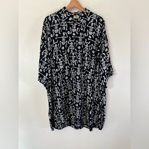 Rum Reggae Skeletons Black Button-Up Short Sleeve Collared Lightweight Shirt XXL